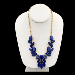 Vintage J Crew Statement Necklace Cobalt Blue & Gold Tone